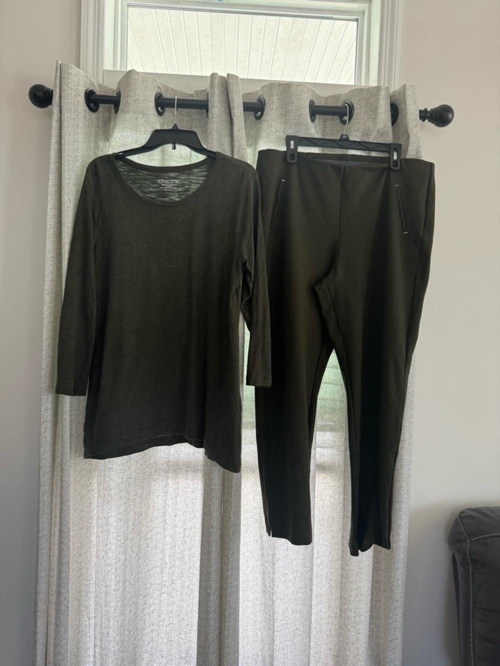 Chico's Olive-Toned Crewneck Top